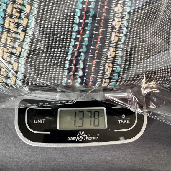 Halogen Blazer Womens 8 Blue Colorful Striped Tweed Fringe Twee Business Career - Picture 12 of 12